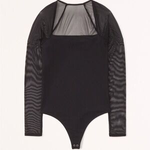 Abercrombie Black Sheer Long Sleeve Bodysuit